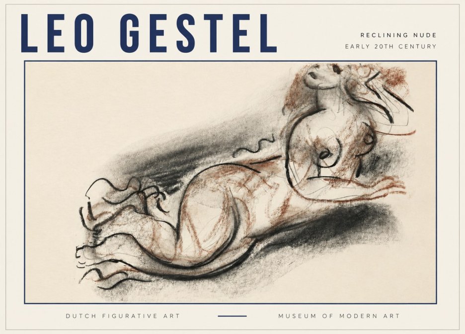 Leo Gestel Reclining Nude No3 - Juliste