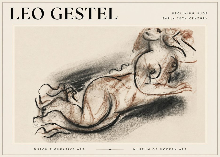 Leo Gestel Reclining Nude No6 - Juliste