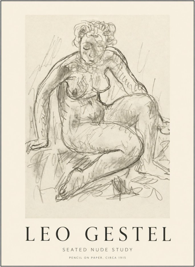Leo Gestel Seated Nude Study No1 - Juliste