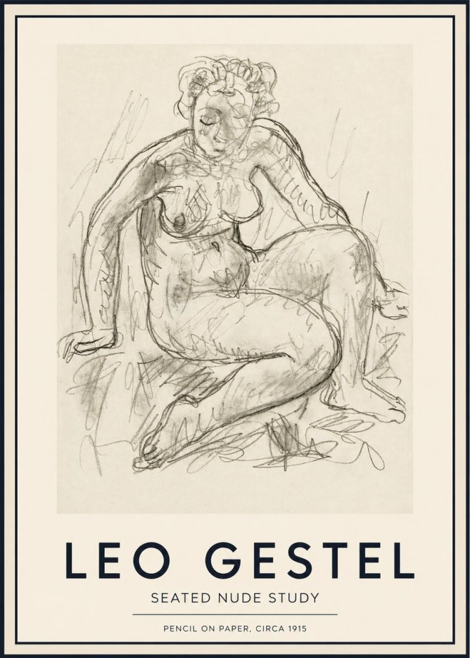 Leo Gestel Seated Nude Study No3 - Juliste