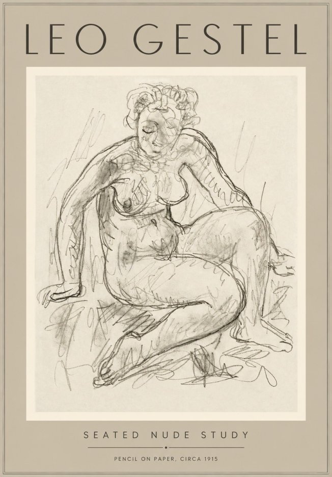 Leo Gestel Seated Nude Study No5 - Juliste
