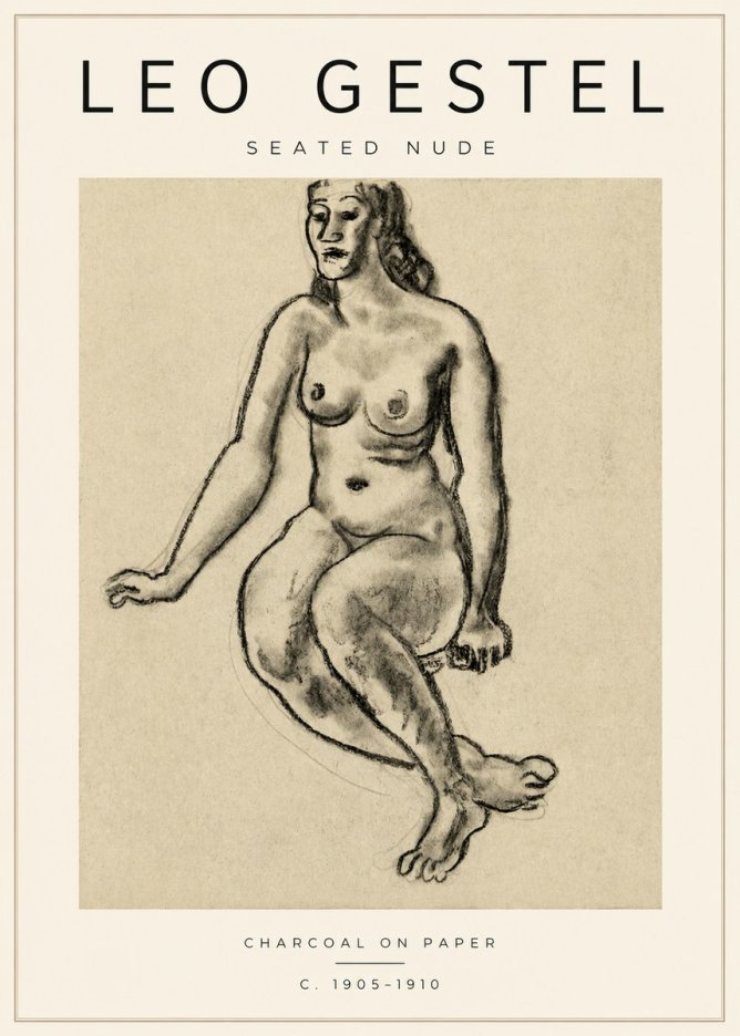 Leo Gestel Seated Nude No3 - Juliste