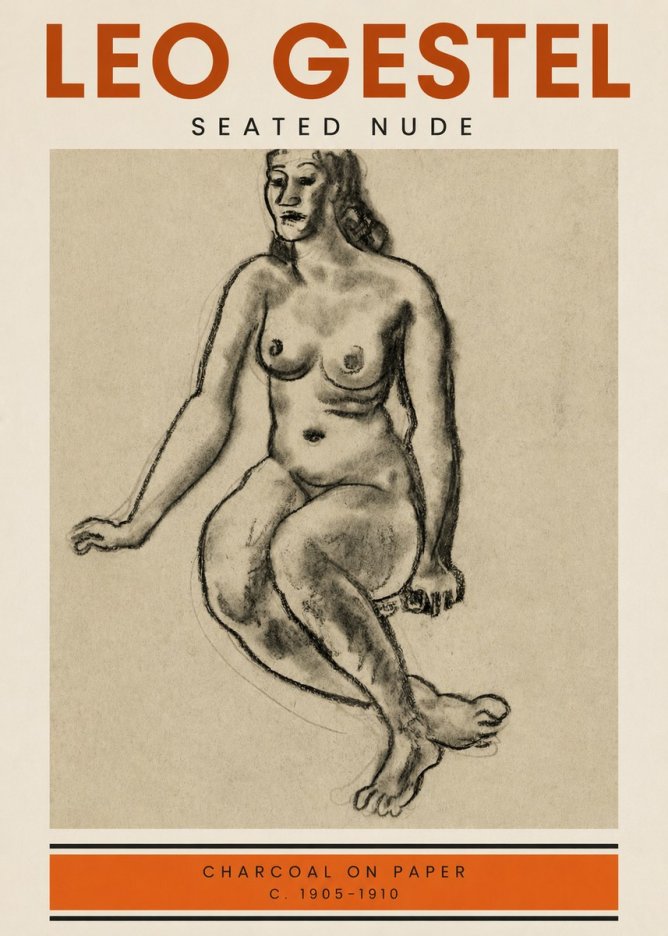 Leo Gestel Seated Nude No4 - Juliste