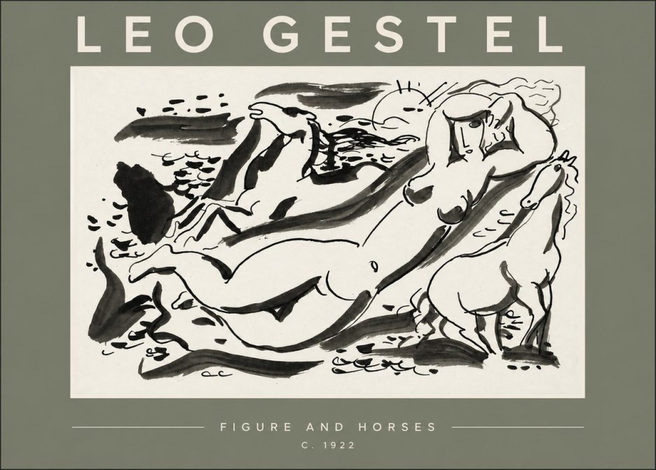 Leo Gestel Figure and Horses No3 - Juliste
