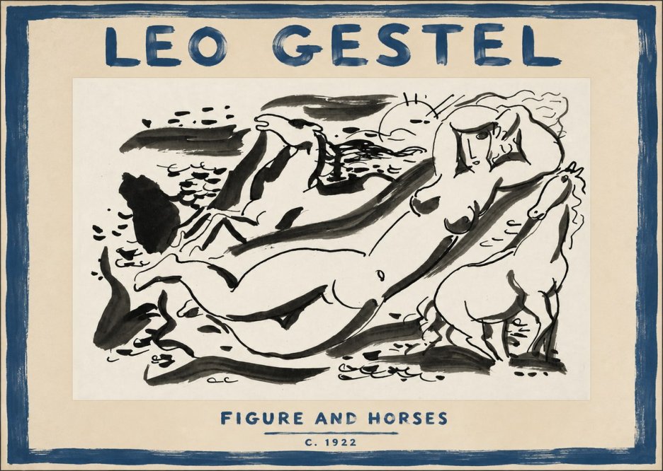 Leo Gestel Figure and Horses No5 - Juliste