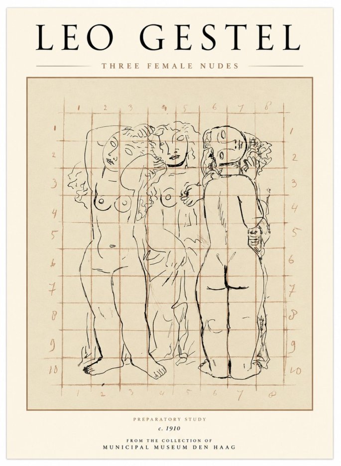 Leo Gestel Three Female Nudes No1 - Juliste