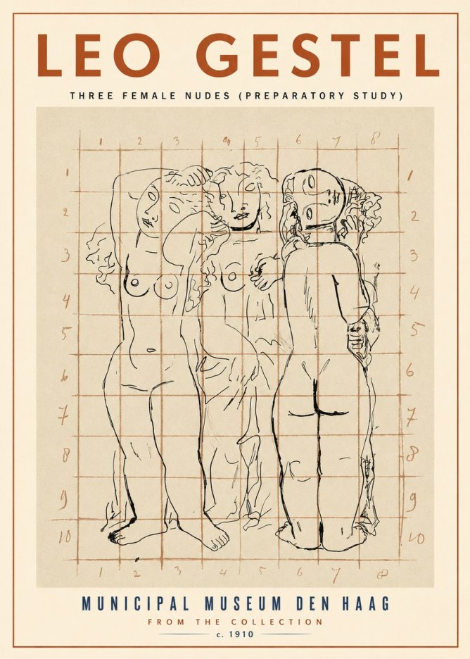 Leo Gestel Three Female Nudes No2 - Juliste