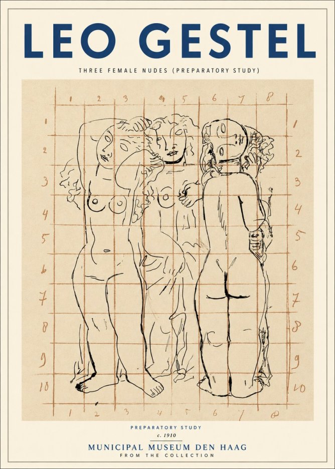 Leo Gestel Three Female Nudes No3 - Juliste