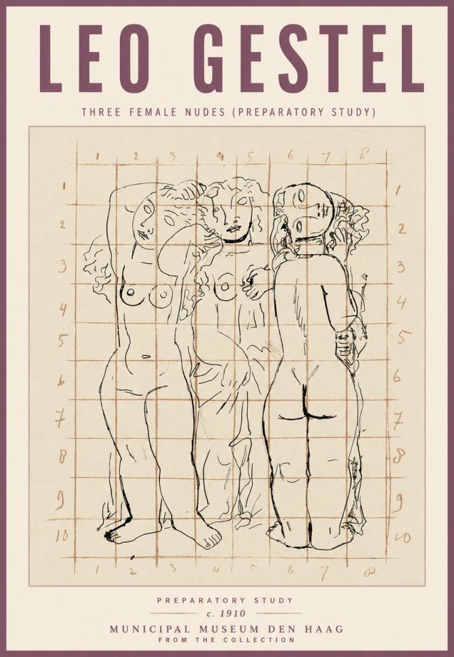 Leo Gestel Three Female Nudes No5 - Juliste