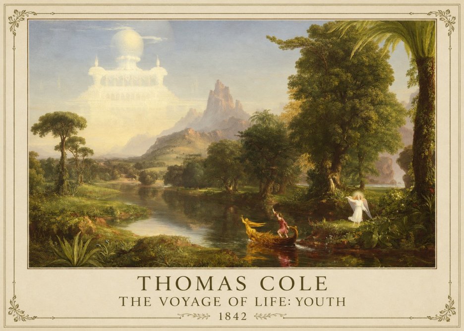 Thomas Cole The Voyage of Life: Youth I No1 - Juliste