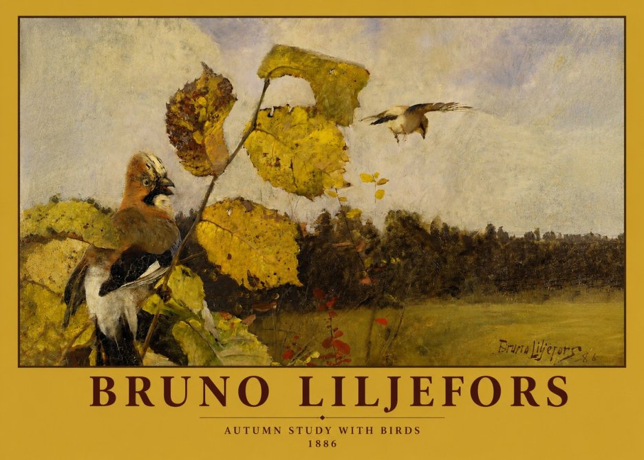 Bruno Liljefors Autumn Study with Birds No2 - Juliste