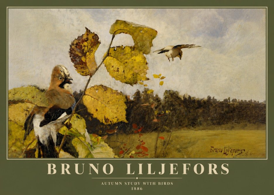 Bruno Liljefors Autumn Study with Birds No4 - Juliste