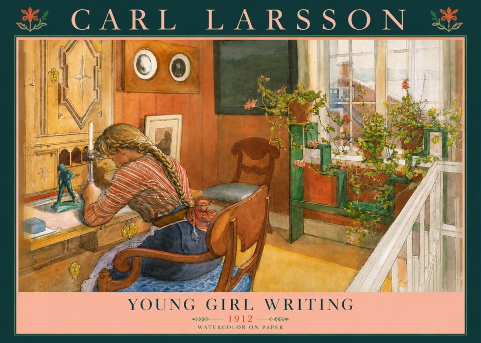 Carl Larsson Young Girl Writing No3 - Juliste