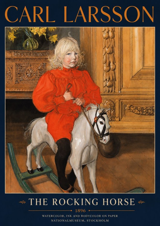 Carl Larsson The Rocking Horse No5 - Juliste