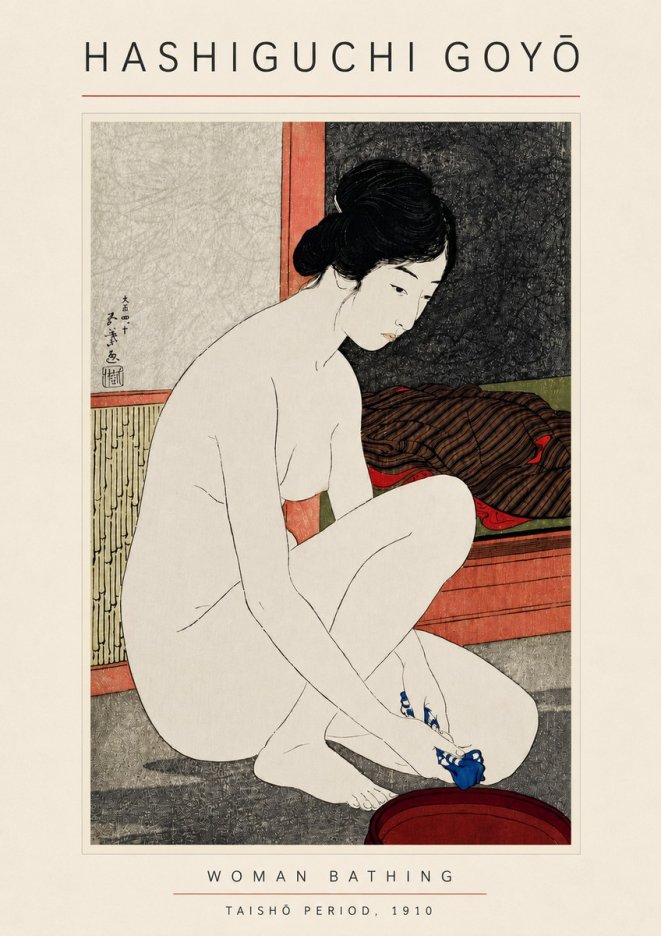 Hashiguchi Goyō Woman Bathing No4 - Juliste