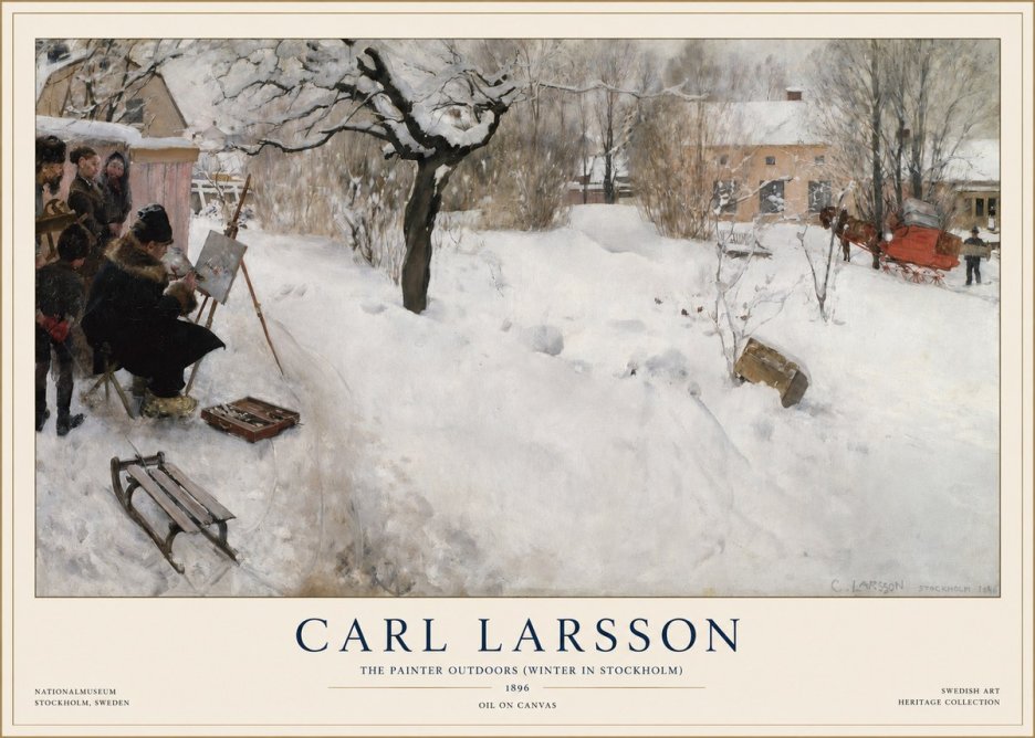Carl Larsson The Painter Outdoors (Winter in Stockholm) No1 - Juliste