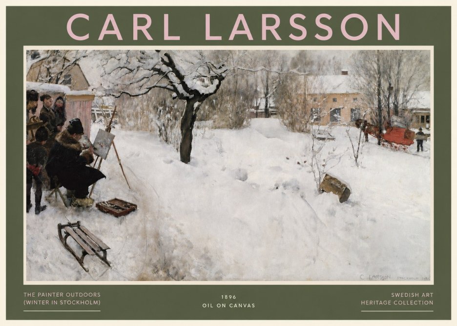 Carl Larsson The Painter Outdoors (Winter in Stockholm) No3 - Juliste