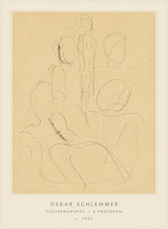 Oskar Schlemmer Figurengruppe - 6 Personen No4 - Juliste