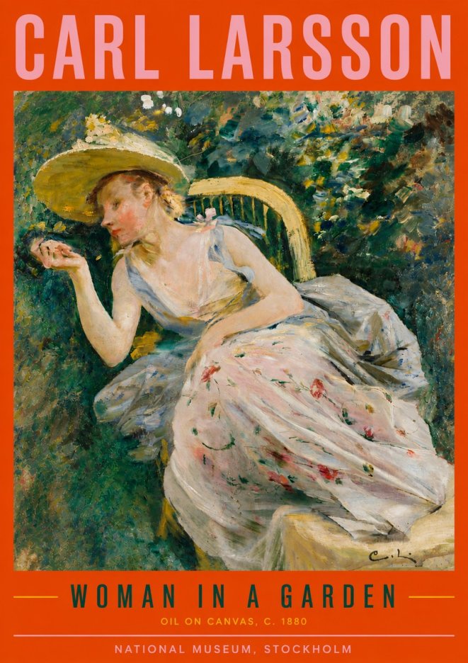 Carl Larsson Woman in a Garden No5 - Juliste