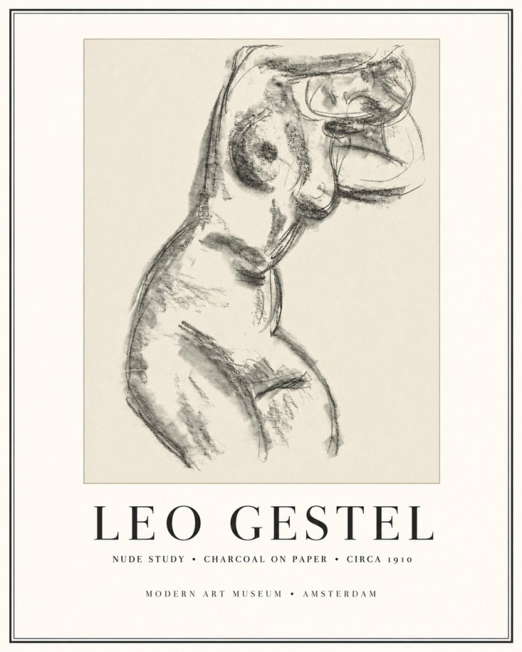 Leo Gestel Study of a Female Nude No2 - Juliste