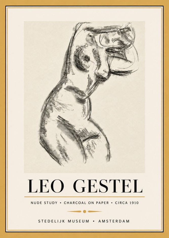 Leo Gestel Study of a Female Nude No5 - Juliste