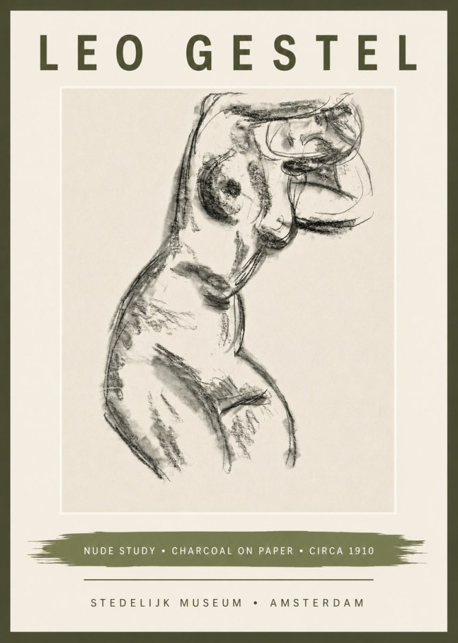 Leo Gestel Study of a Female Nude No6 - Juliste