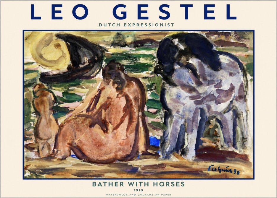 Leo Gestel Bather with Horses No2 - Juliste