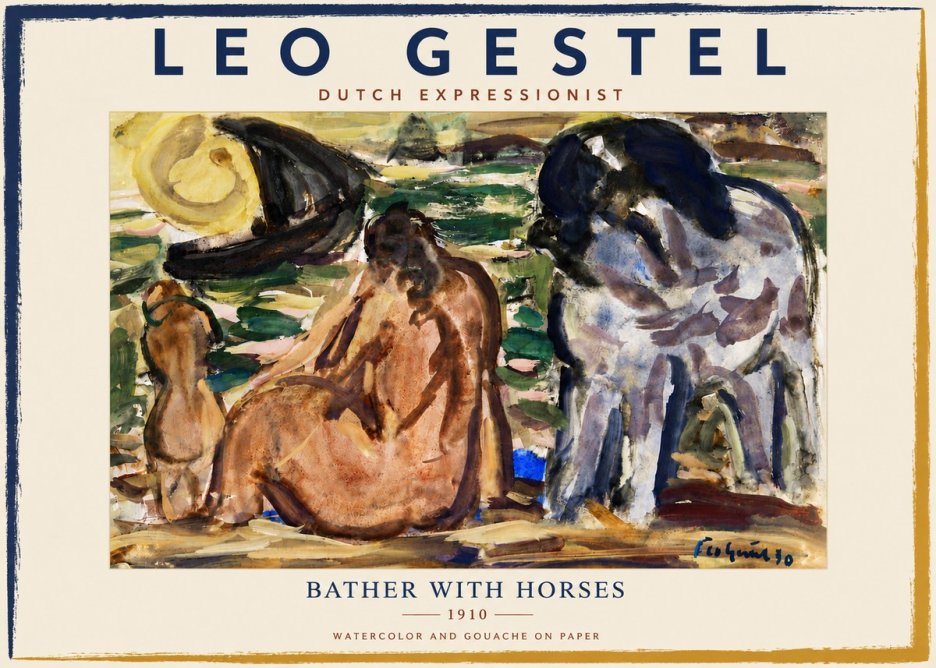 Leo Gestel Bather with Horses No6 - Juliste
