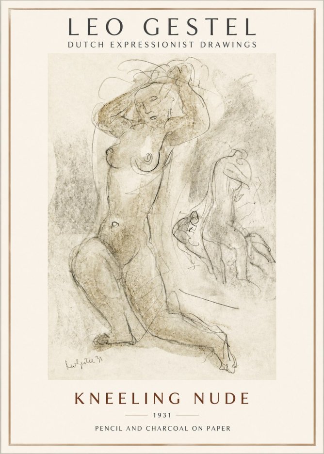 Leo Gestel Kneeling Nude No2 - Juliste