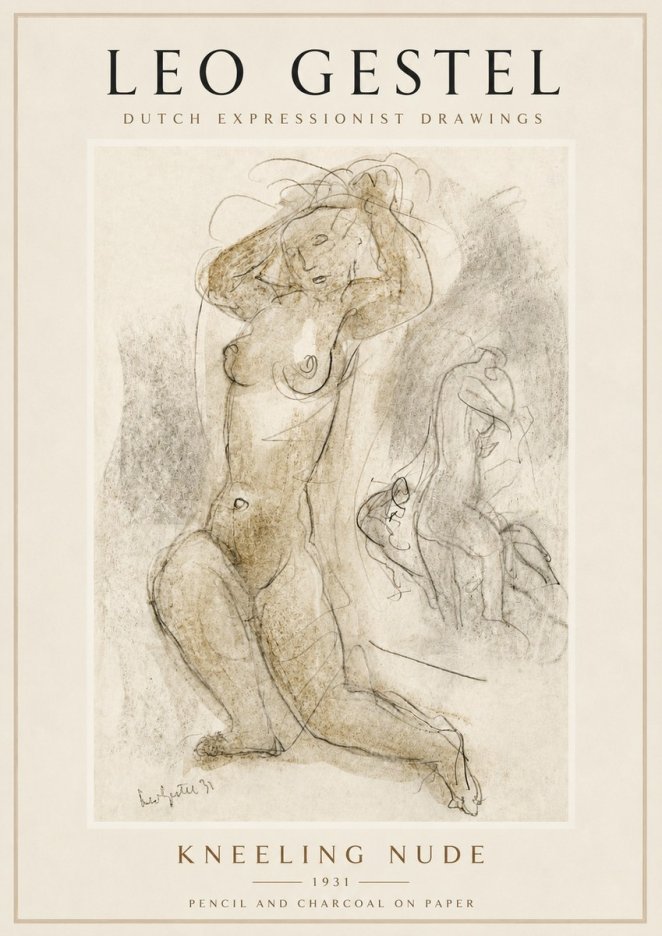 Leo Gestel Kneeling Nude No6 - Juliste