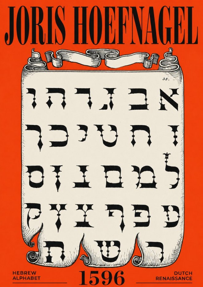 Joris Hoefnagel Hebrew Alphabet No6 - Juliste