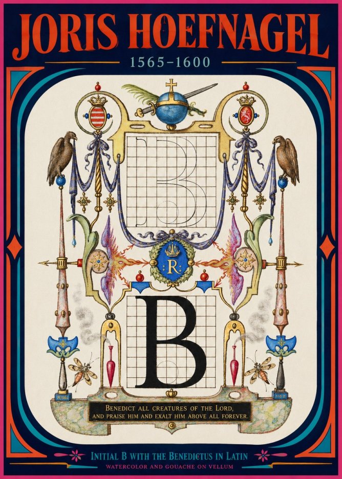 Joris Hoefnagel Initial B with the Benedictus in Latin No2 - Juliste