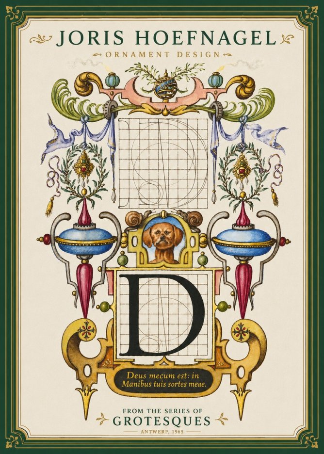 Joris Hoefnagel Illuminated Initial 'D' No4 - Juliste