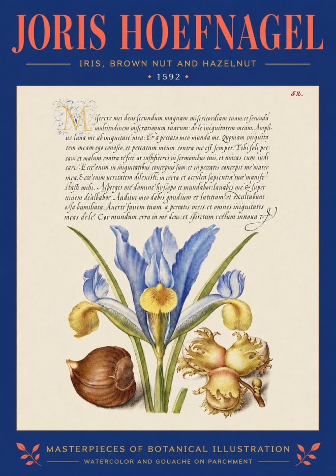 Joris Hoefnagel Iris, Brown Nut and Hazelnut No4 - Juliste