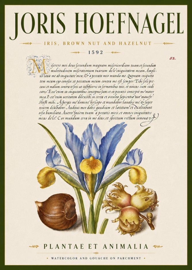 Joris Hoefnagel Iris, Brown Nut and Hazelnut No5 - Juliste