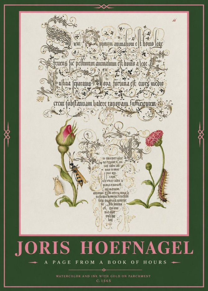 Joris Hoefnagel A Page from a Book of Hours No2 - Juliste