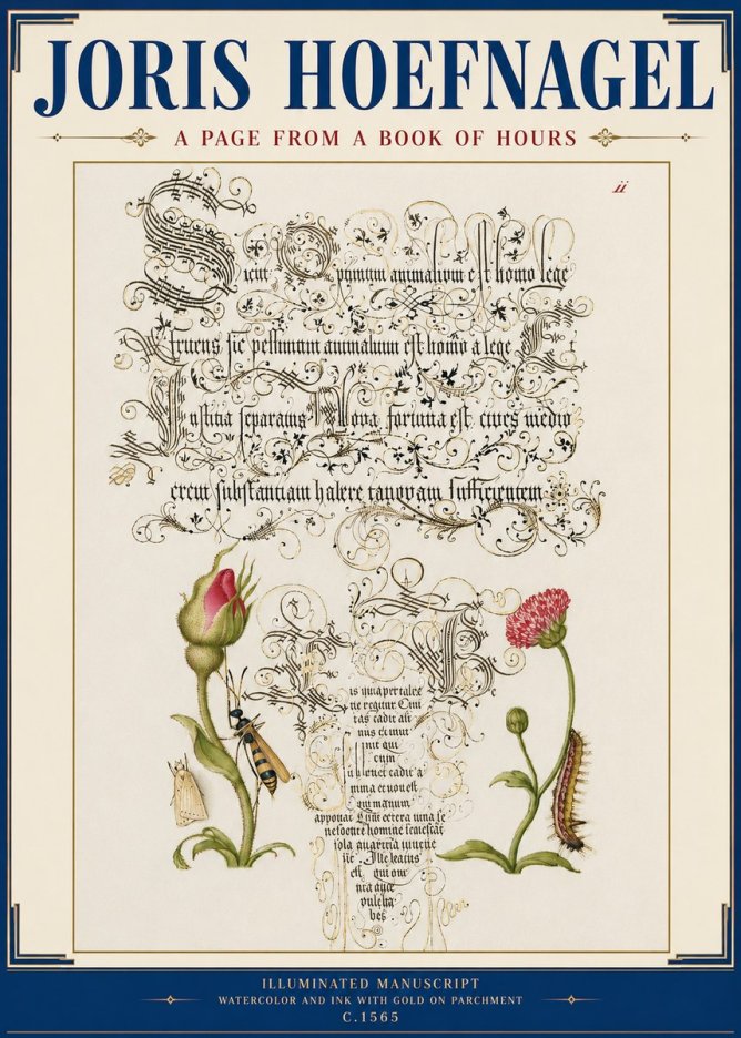 Joris Hoefnagel A Page from a Book of Hours No3 - Juliste