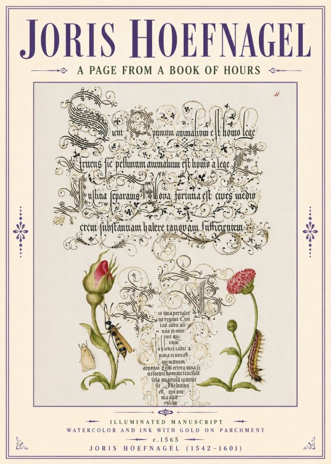 Joris Hoefnagel A Page from a Book of Hours No6 - Juliste