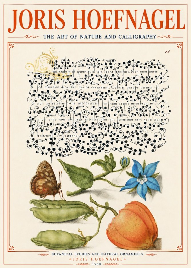 Joris Hoefnagel Study of Plants and Butterfly No6 - Juliste