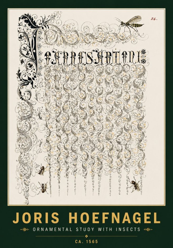 Joris Hoefnagel Ornamental Study with Insects No4 - Juliste
