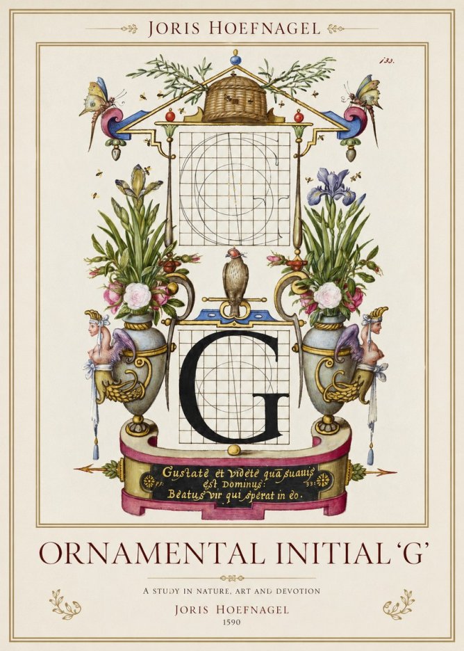 Joris Hoefnagel Ornamental Initial 'G' No1 - Juliste