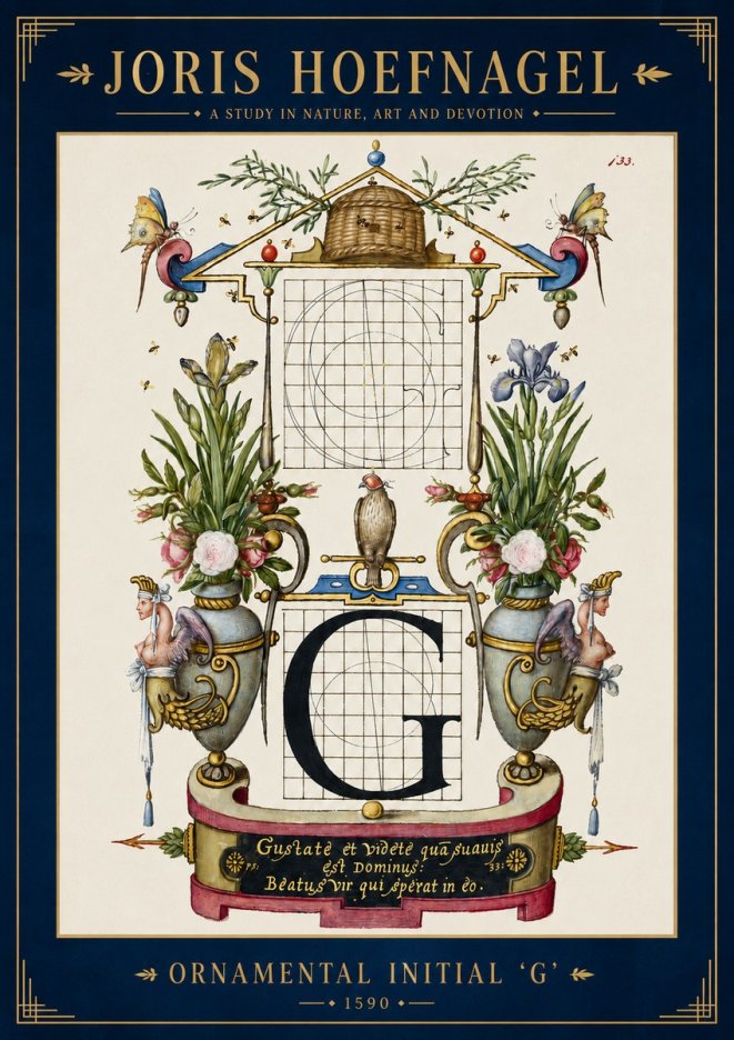 Joris Hoefnagel Ornamental Initial 'G' No3 - Juliste