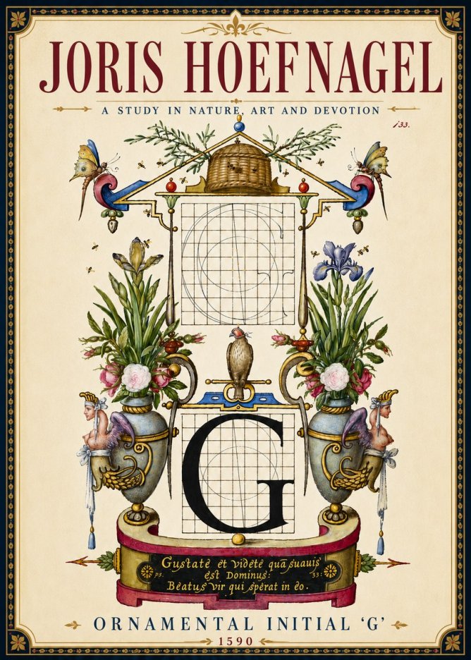 Joris Hoefnagel Ornamental Initial 'G' No6 - Juliste
