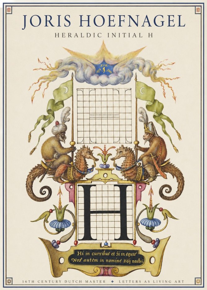 Joris Hoefnagel Heraldic Initial H No1 - Juliste