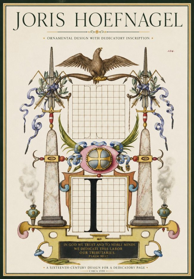 Joris Hoefnagel Ornamental Design with Dedicatory Inscription No1 - Juliste