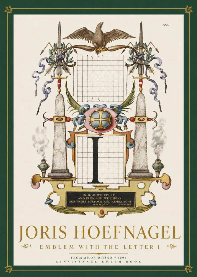 Joris Hoefnagel Ornamental Design with Dedicatory Inscription No4 - Juliste