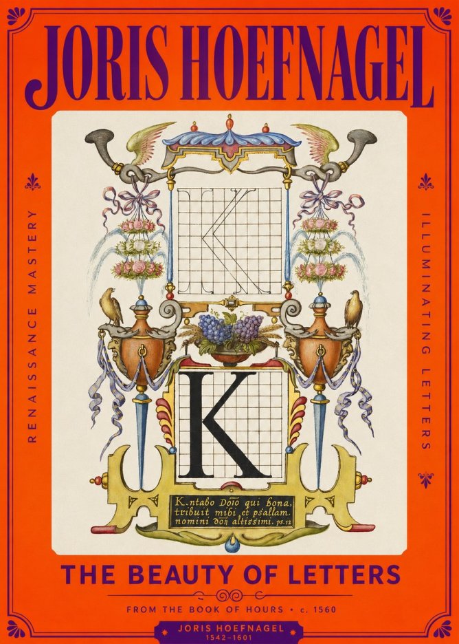 Joris Hoefnagel Illuminated Initial "K" from the Book of Hours No2 - Juliste