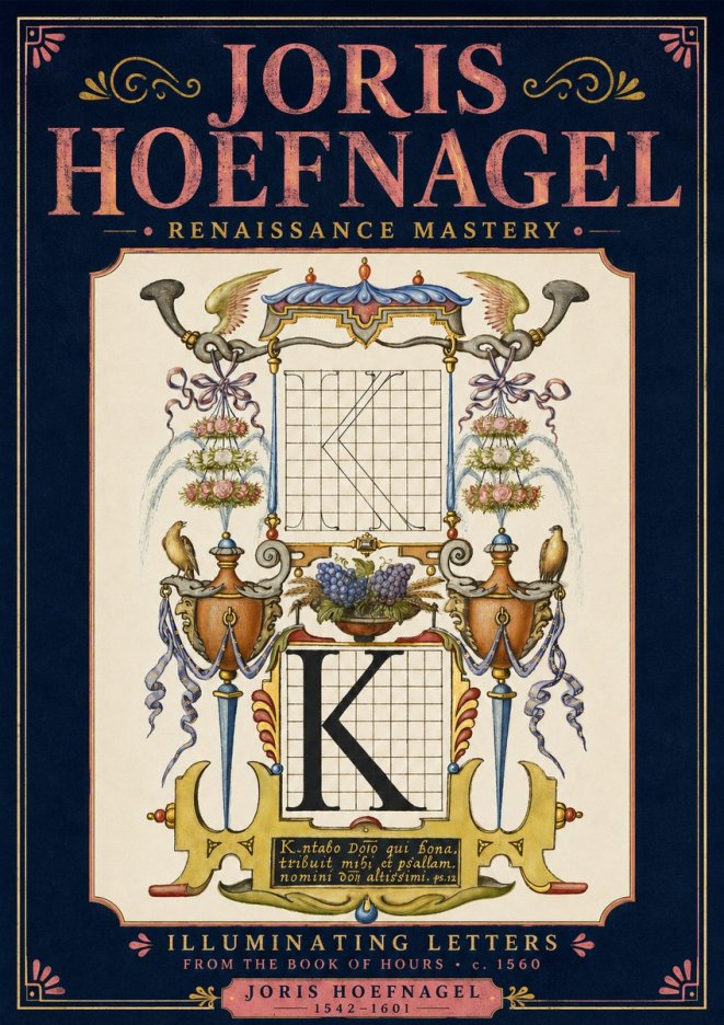Joris Hoefnagel Illuminated Initial "K" from the Book of Hours No4 - Juliste