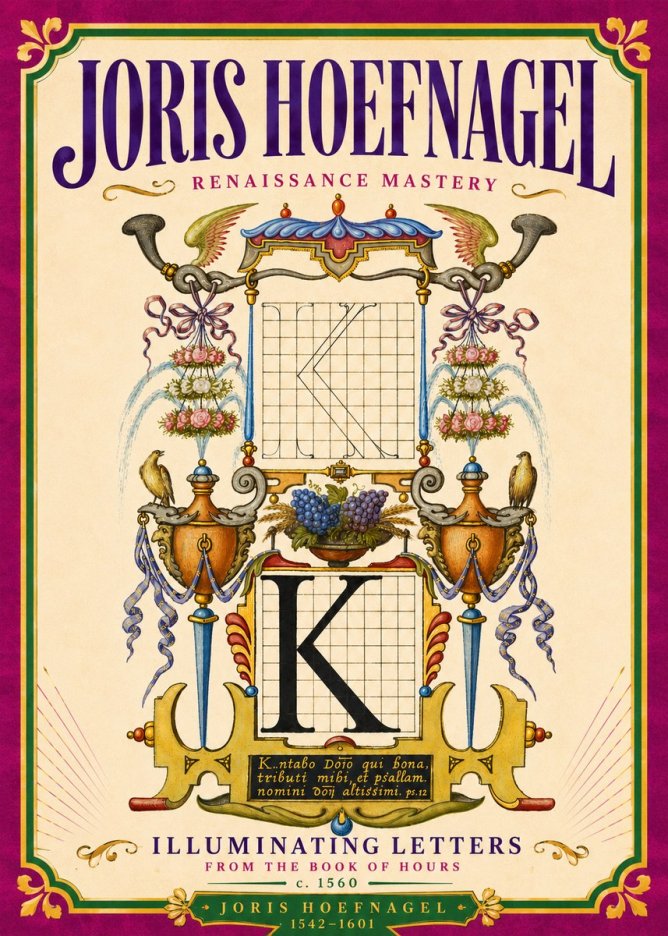 Joris Hoefnagel Illuminated Initial "K" from the Book of Hours No6 - Juliste