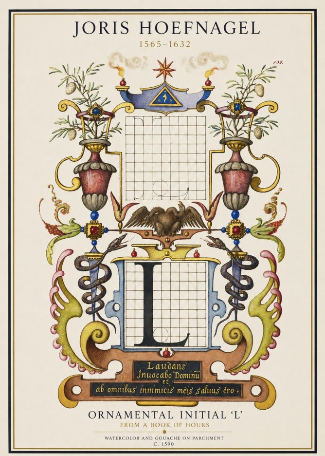 Joris Hoefnagel Ornamental Initial 'L' No1 - Juliste